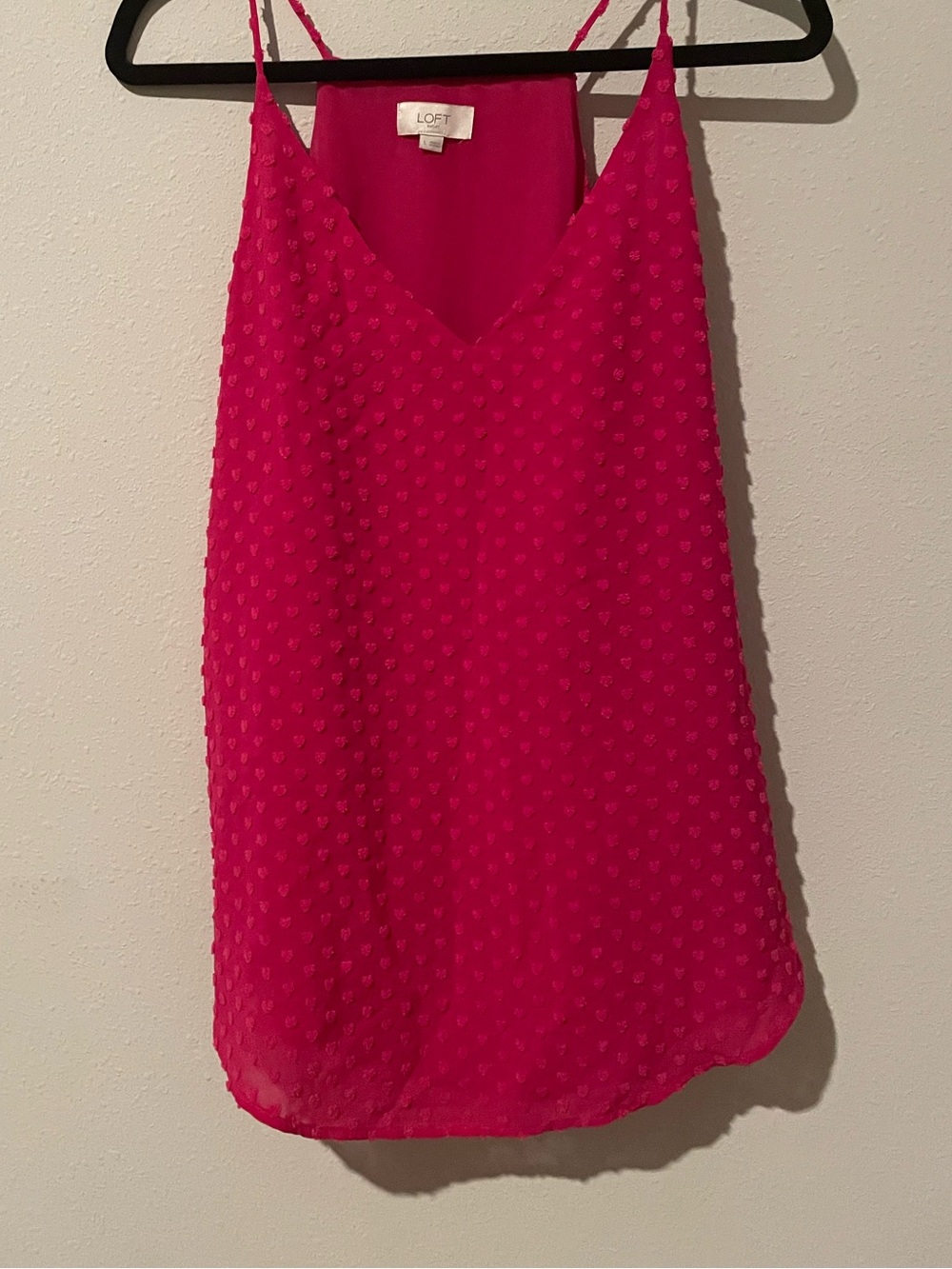 LOFT Hot Pink textured Dot Spaghetti Strap Cami